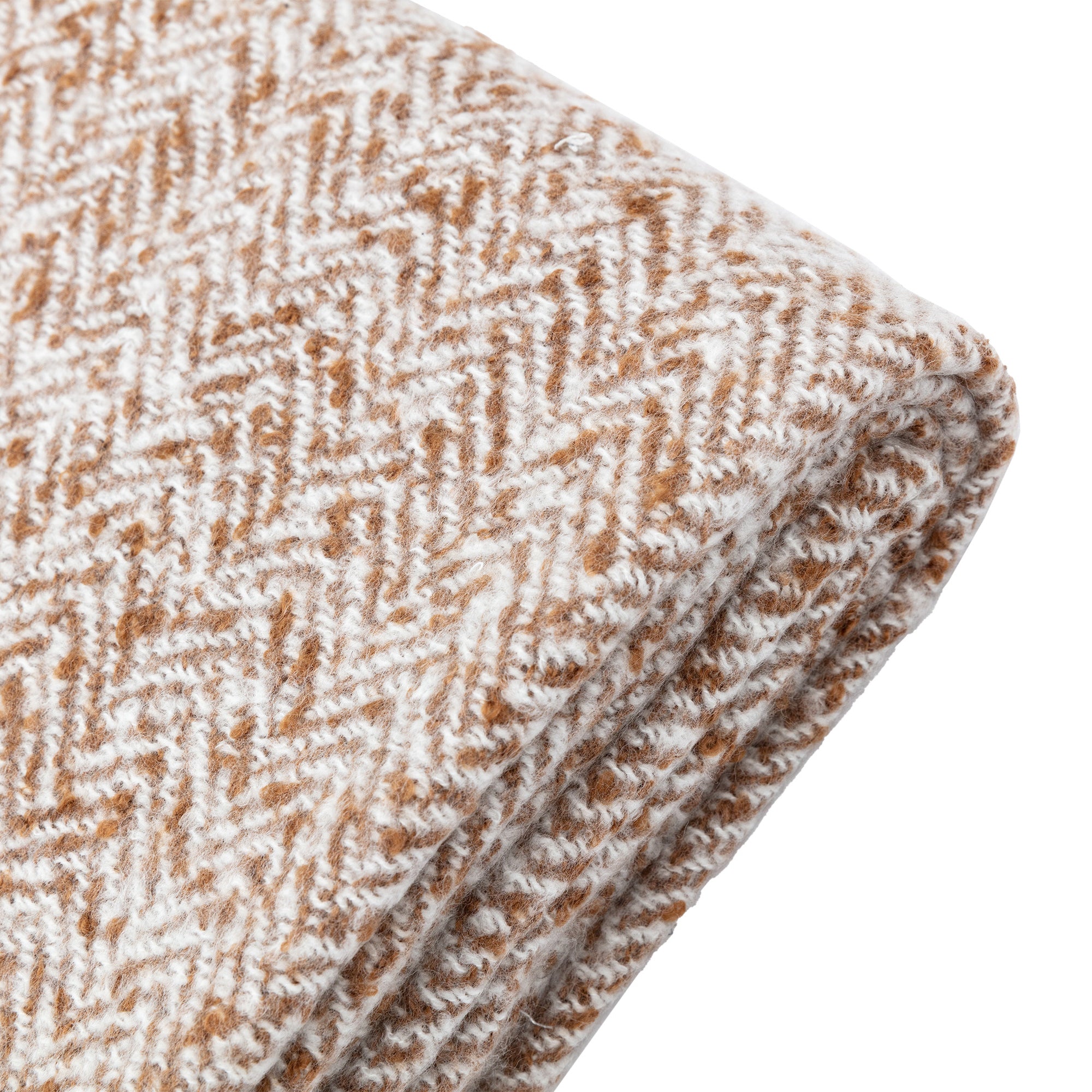 Herringbone Faux Mohair Throw Tan